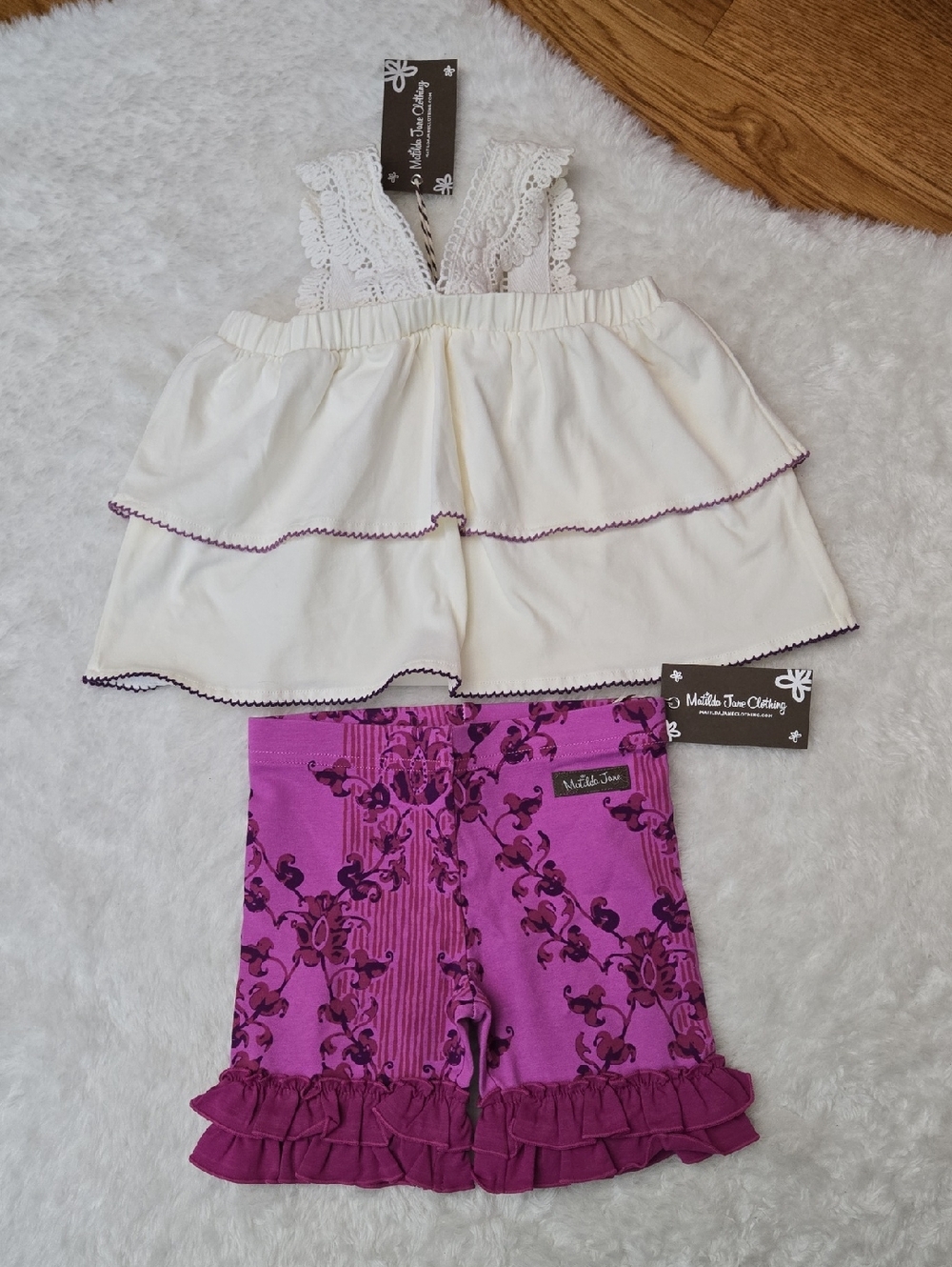 Matilda Jane White/Purple Outfit, Girls Size 4, New With Tags